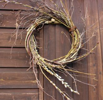 haned made catkin spray wreath - Willow Green Nursery