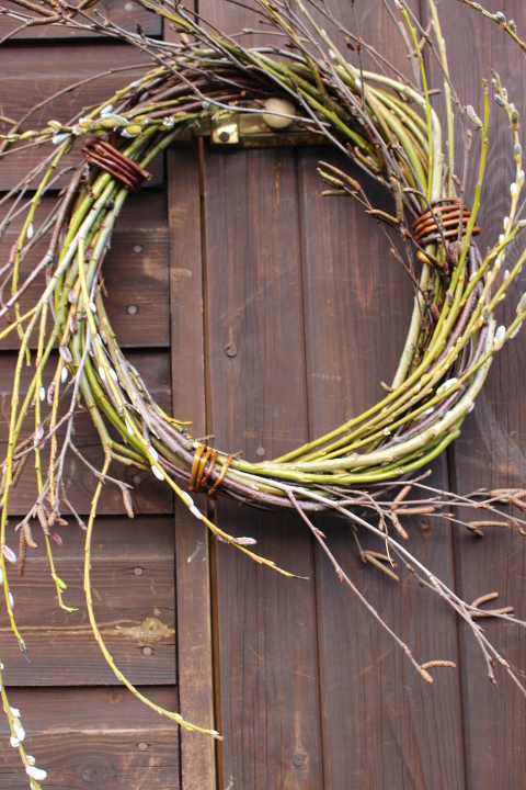 hand made catkin spray wreath - Willow Green Nursery